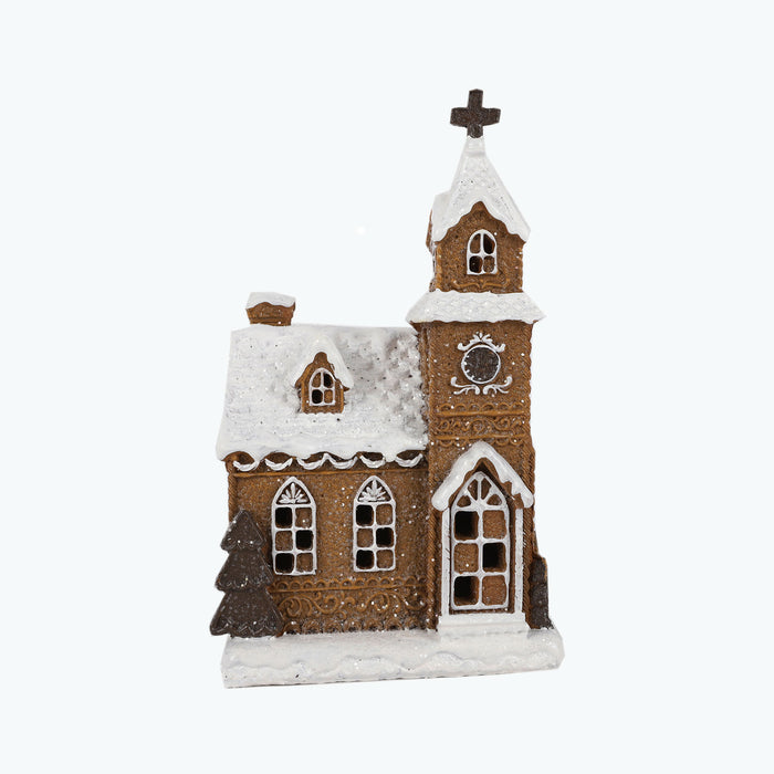 Gingerbread kyrka med LED-ljus