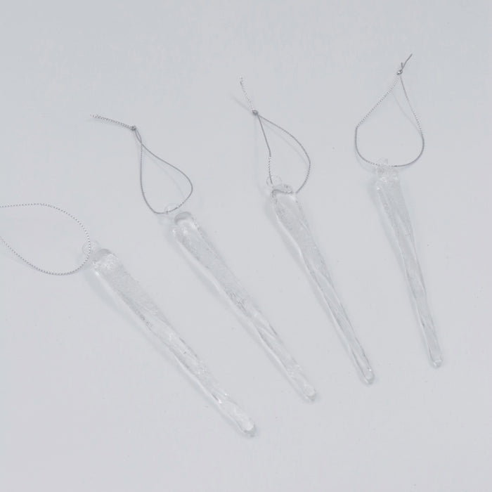 Juldekoration istapp frostad 4 st