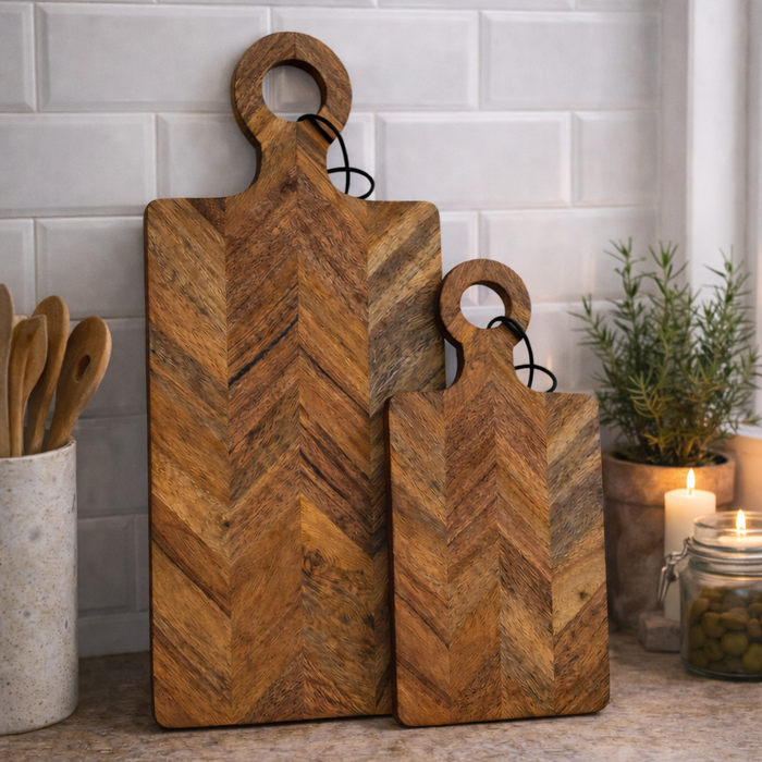 Vintage chevron skärbräda 20x40 cm